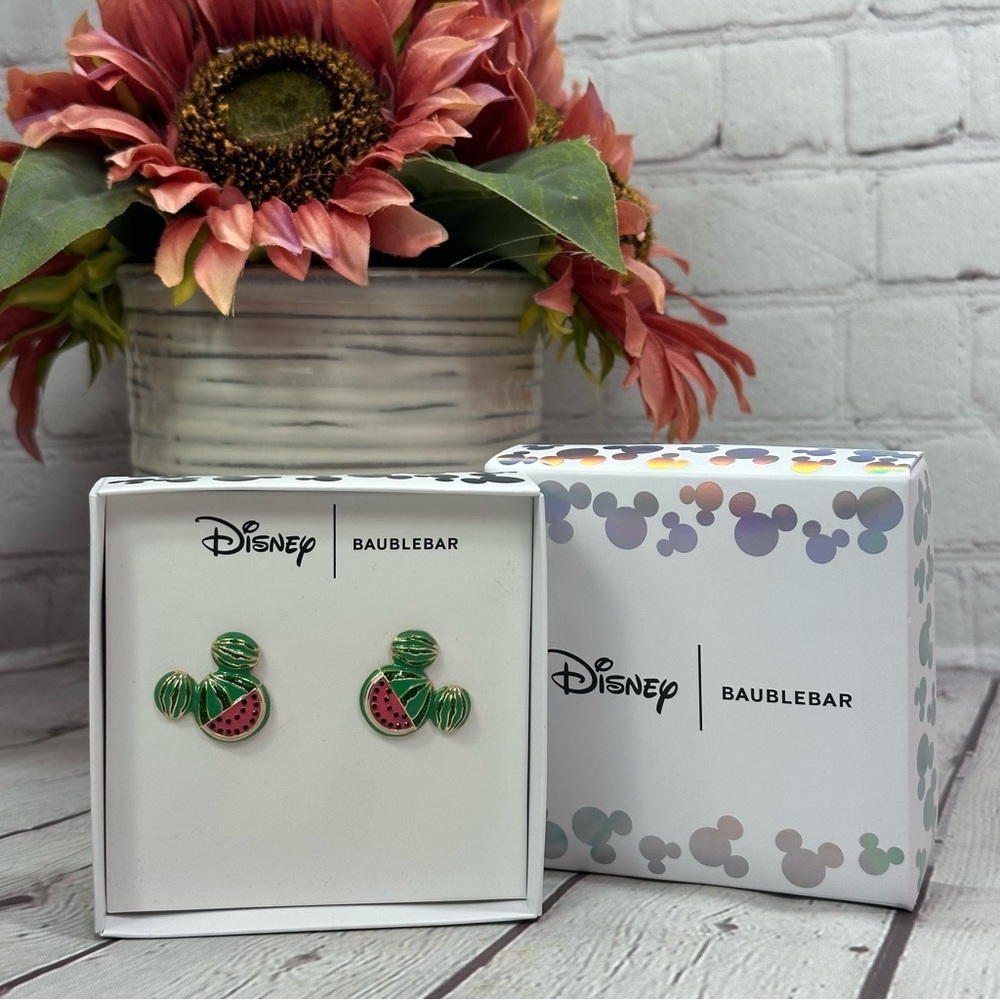 NWT disney BaubleBar Mickey Mouse watermelon stud Earrings summer coquette - Picture 1 of 5